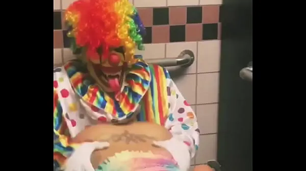 Fresh Girl rides clown in bathroom stall drive Tube