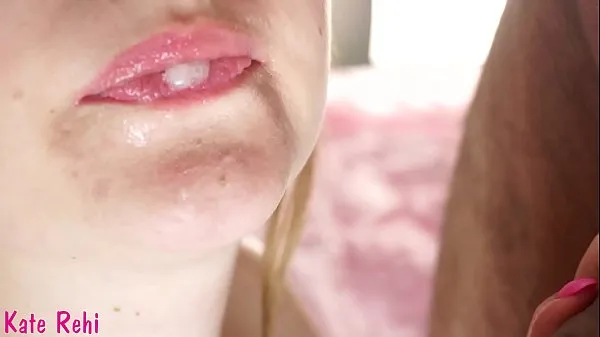 Fresh Sucking dick close-up, cum on tongue drive Tube