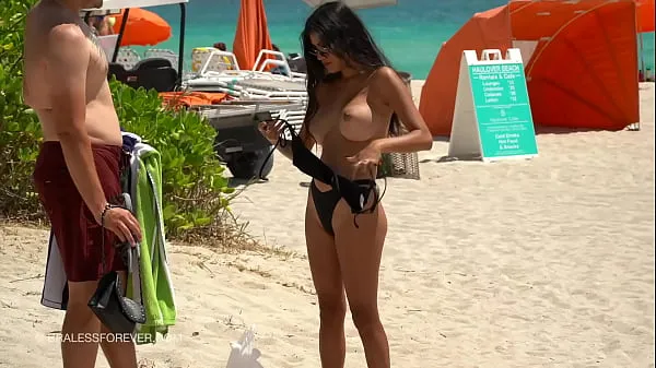 신선한 Huge boob hotwife at the beach 드라이브 튜브