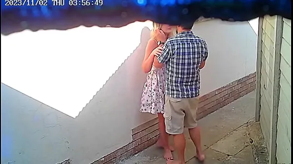 Fresh Cctv camera caught couple fucking outside public restaurant drive Tube